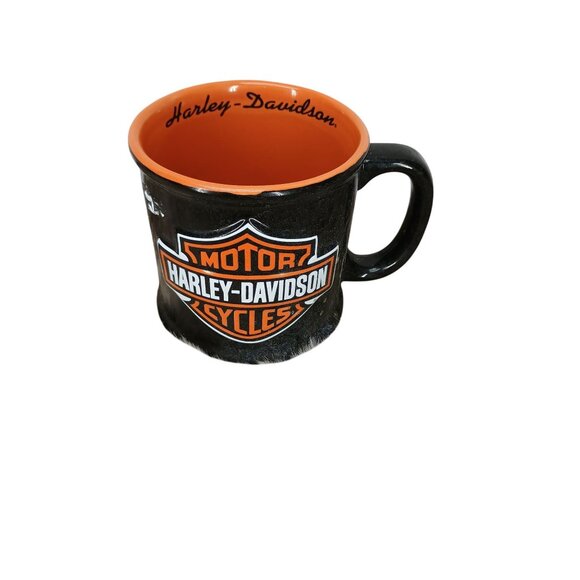 Harley-Davidson Black & Orange Ceramic Mug With‎ Logo - Picture 1 of 7